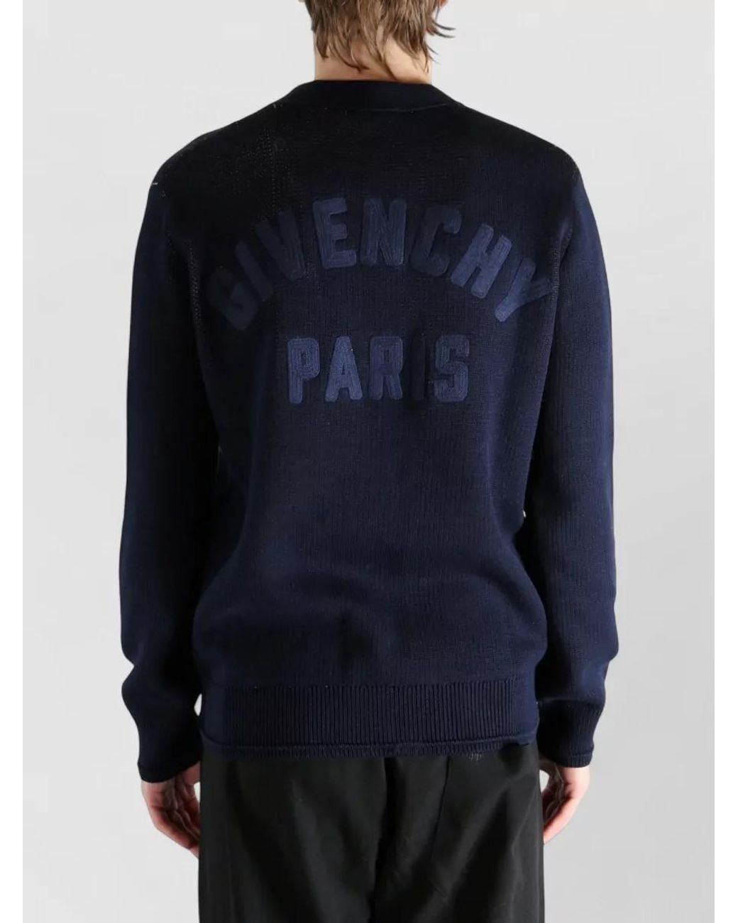 Givenchy Blue Cotton V-Neck Cardigan for men