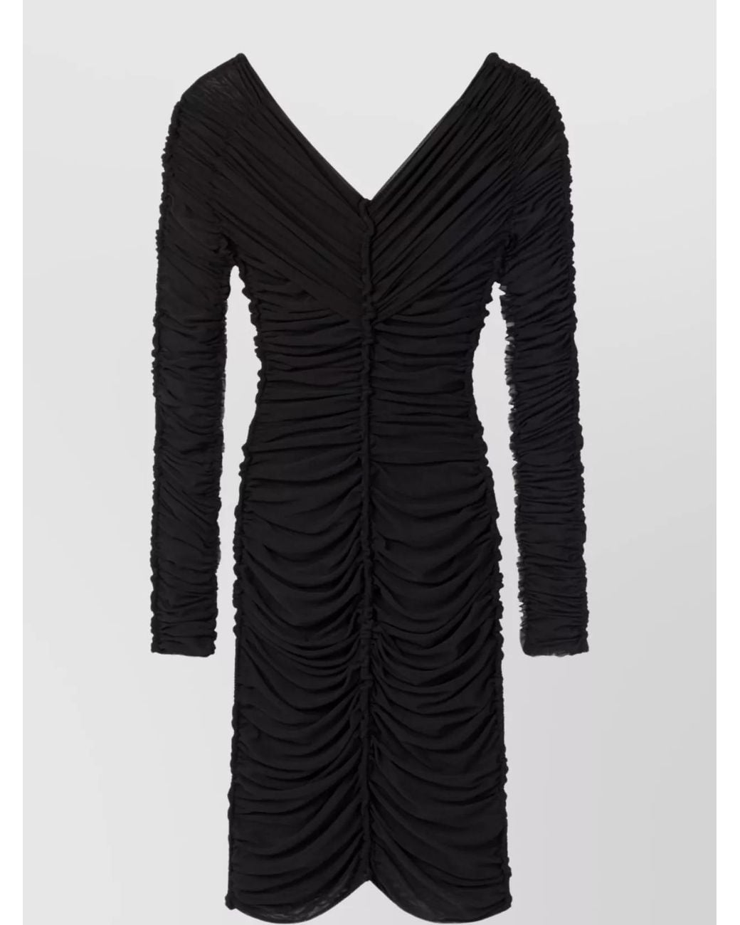 AZ FACTORY Black Ruched Off-Shoulder Long-Sleeve Mini Dress