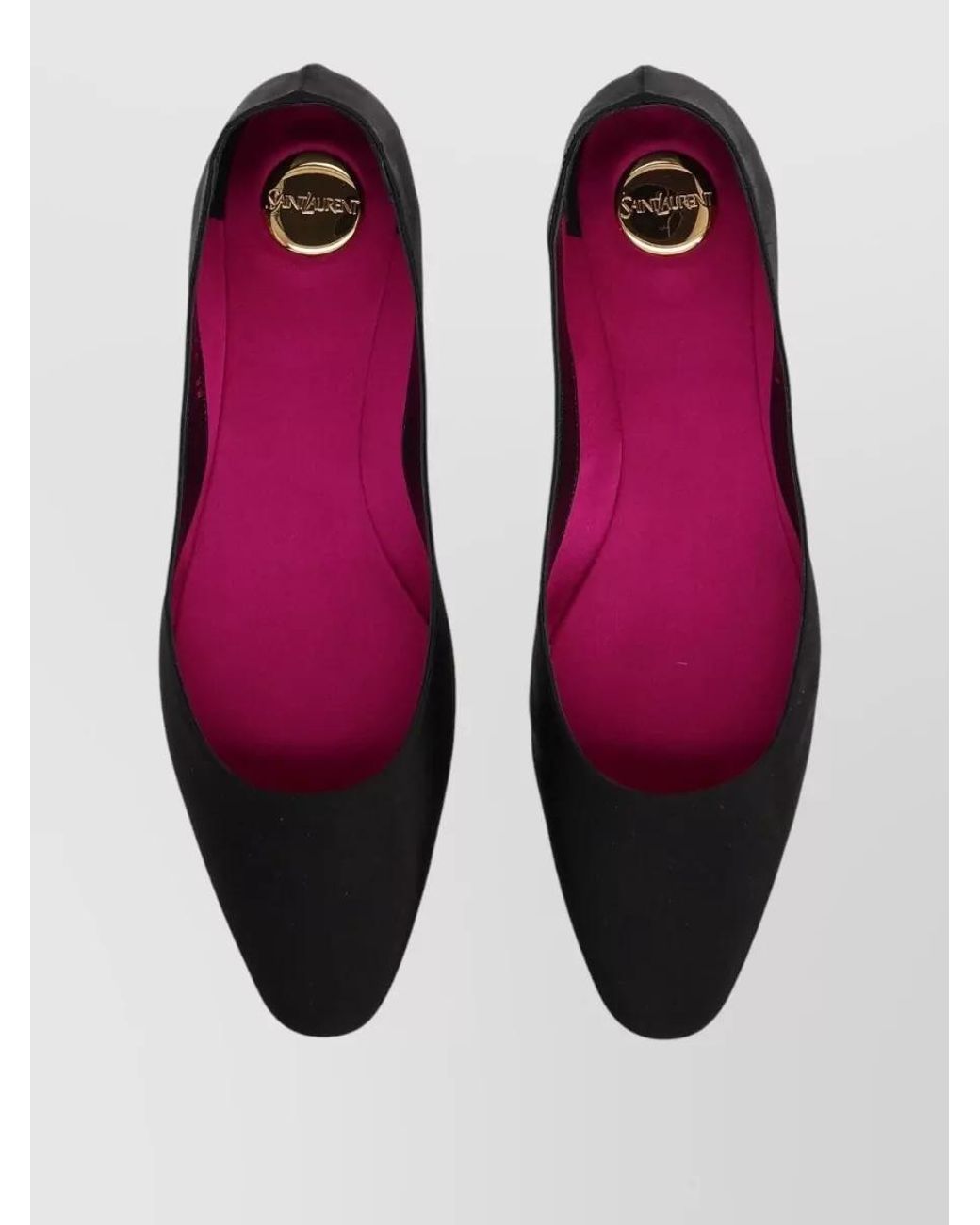 Saint Laurent Black Satin Ballerina Flats