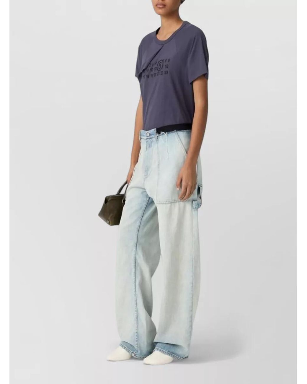 MM6 by Maison Margiela Blue High-Rise Wide-Leg Denim Jeans