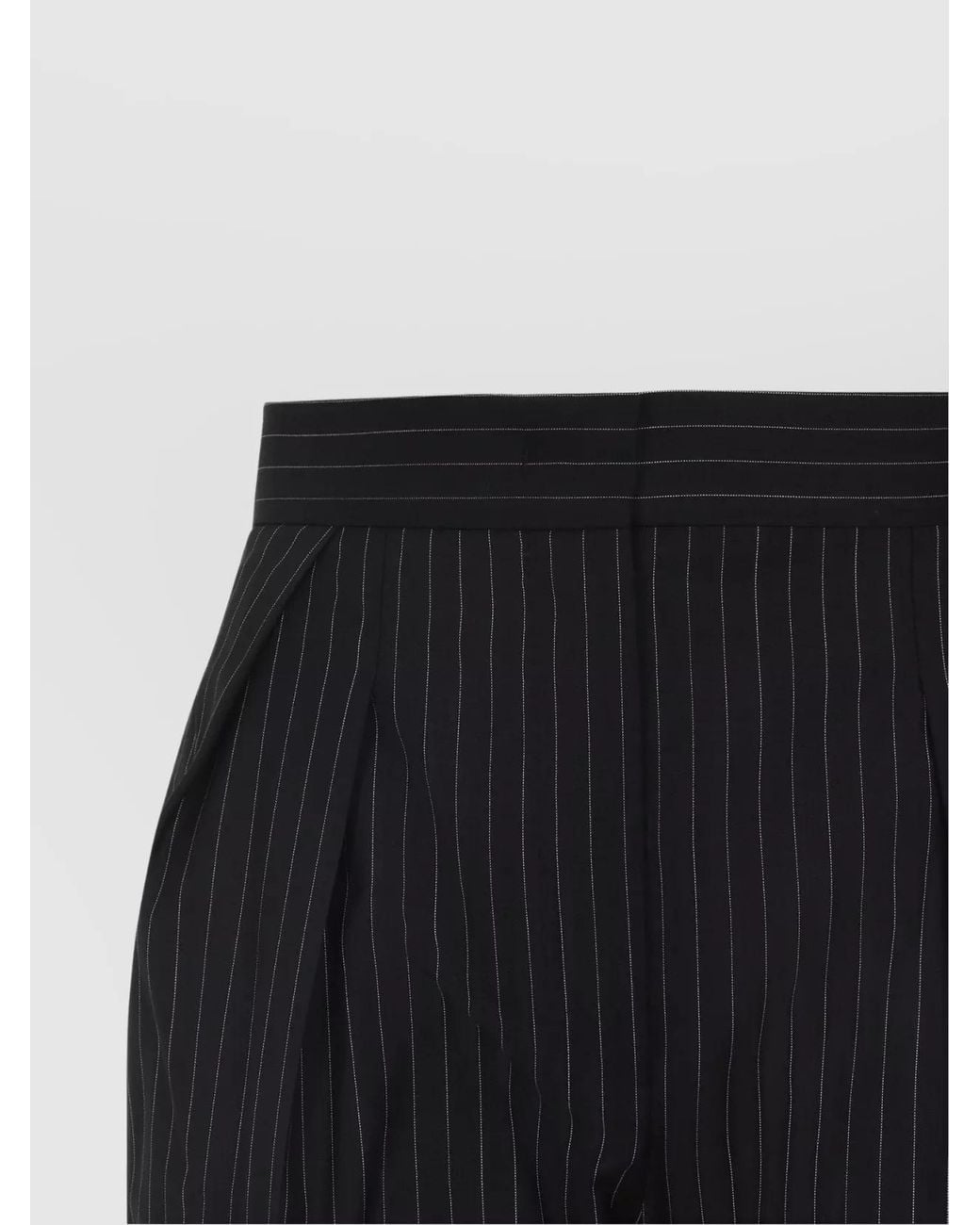 Max Mara Blue Virgin Wool Pinstriped High-Rise Straight-Leg Pleated Trousers