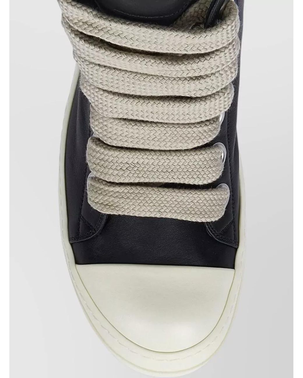 Rick Owens Black Leather High-Top Sneakers