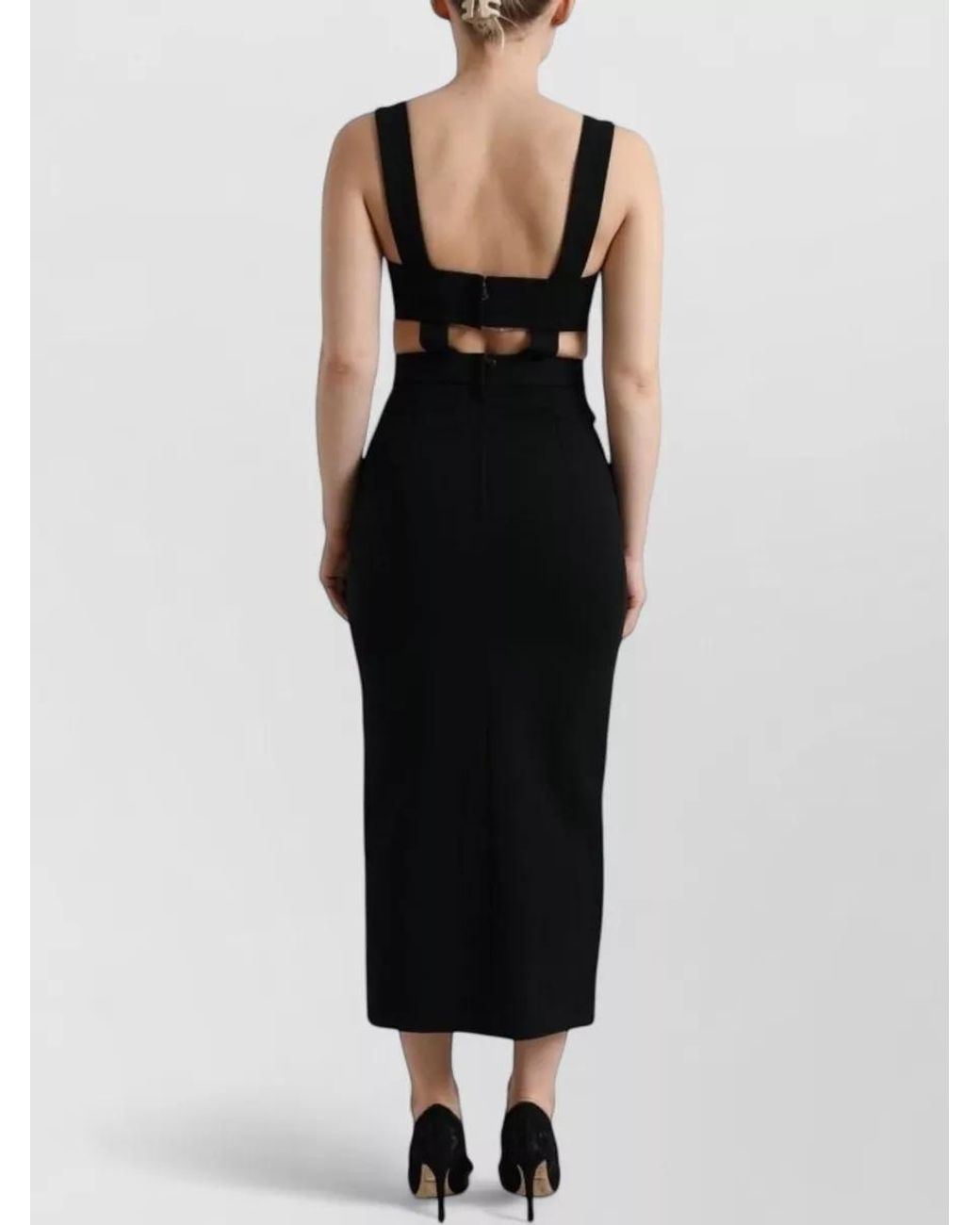 Dolce & Gabbana Black Cutout Sleeveless Bodycon Midi Dress