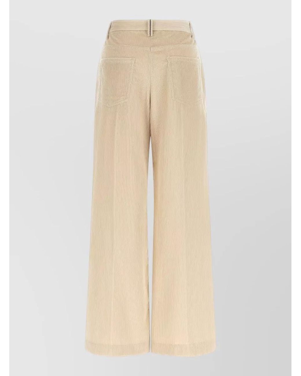 Brunello Cucinelli Natural Cotton Corduroy High-Rise Wide-Leg Trousers