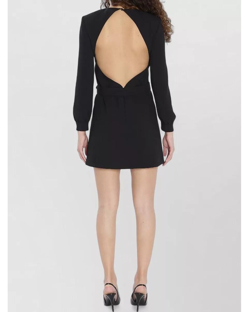 Saint Laurent Black Crystal-Embellished Belt Mini Dress