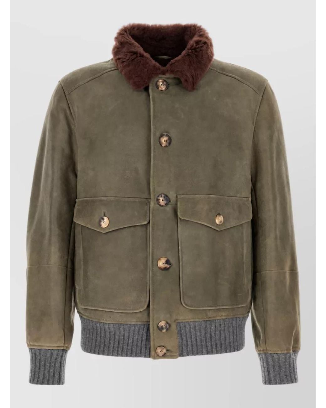 Brunello Cucinelli Green Shearling Jacket for men