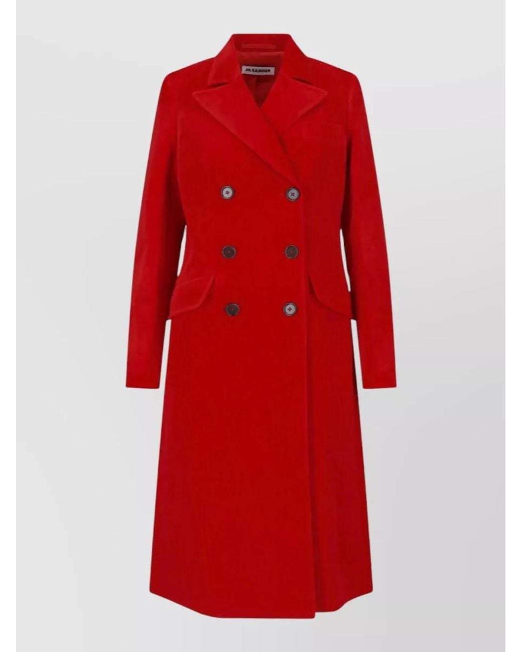 Jil Sander Red Double Breasted Coat