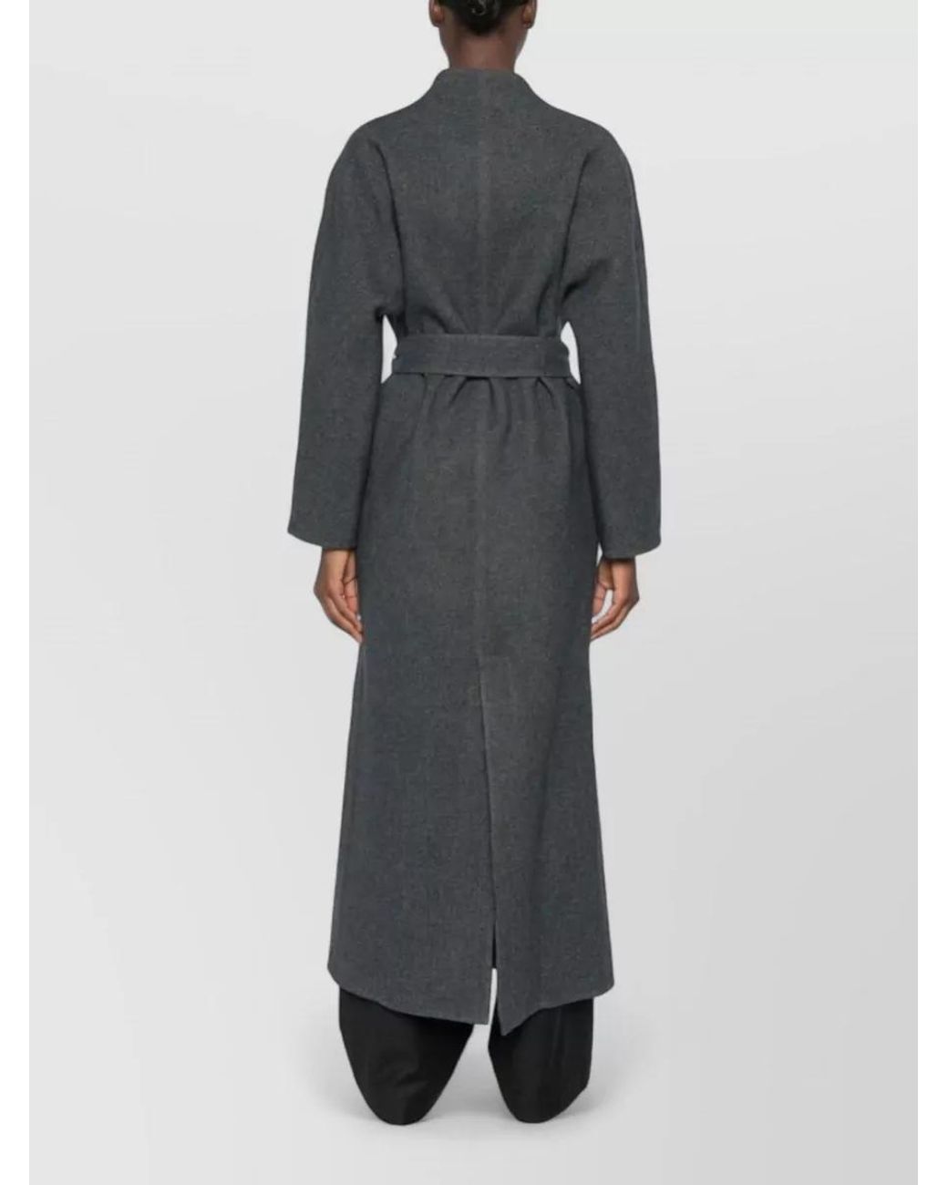Cortana Black Wool Blend Long-Sleeve Belted Robe