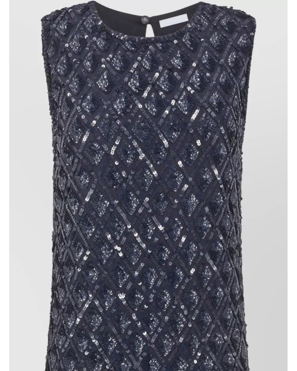 P.A.R.O.S.H. Blue Embroidered Sleeveless Mini Dress