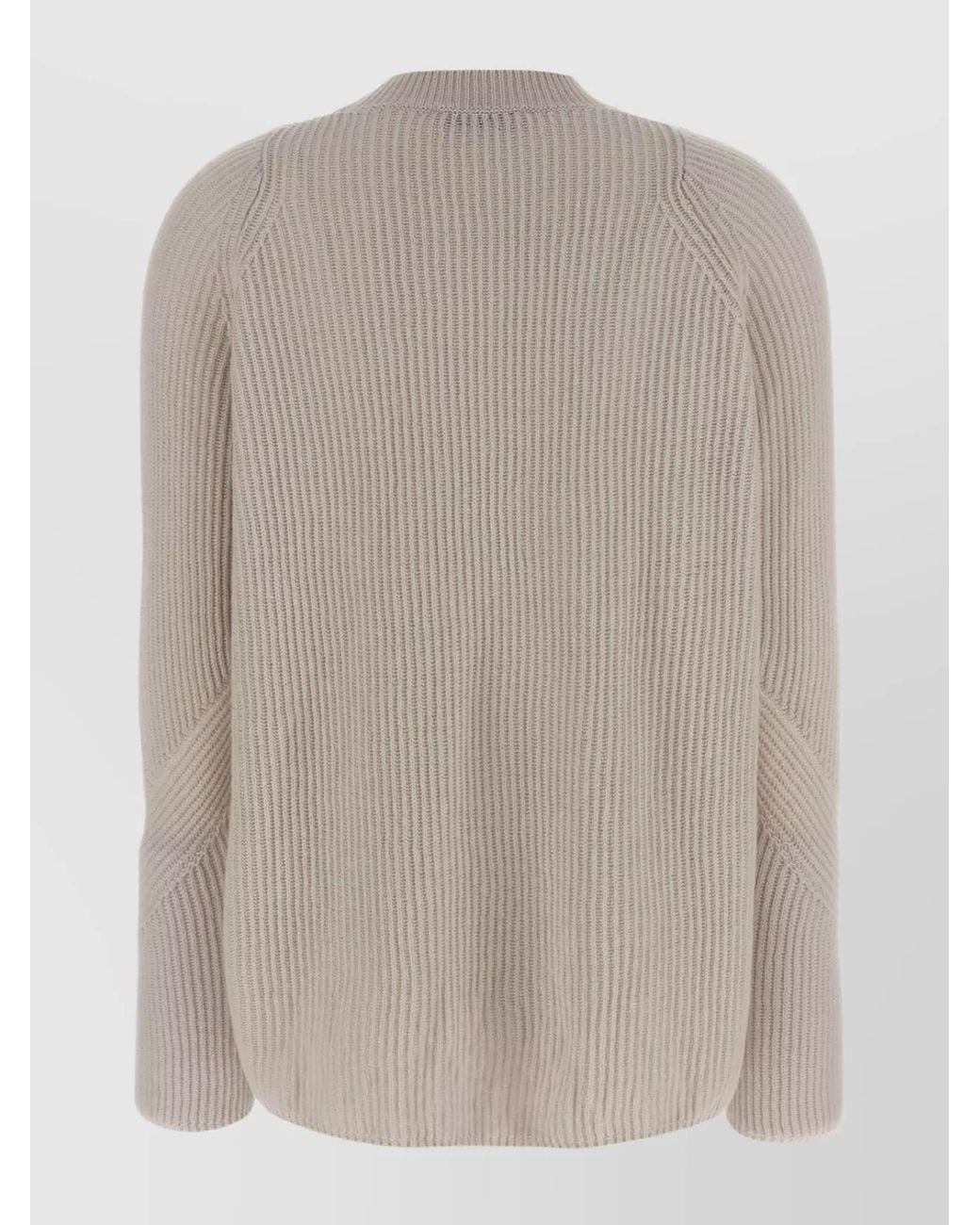 Max Mara Gray Wool Ribbed Crew Neck Sweater