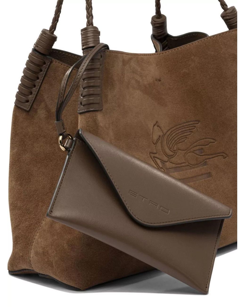 Etro Brown Medium Suede Leather Shoulder Bag