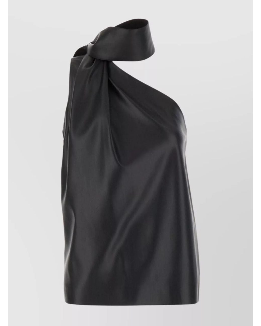 Stella McCartney Black Leather One-Shoulder Top