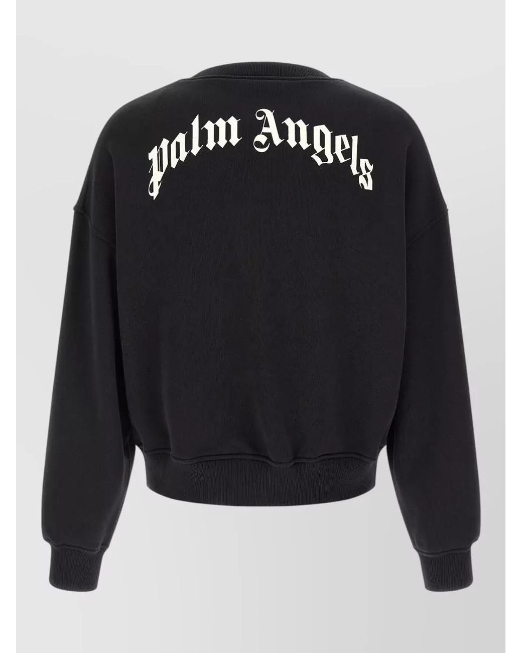 Palm Angels Blue Cotton Logo Print Crew Neck Sweatshirt for men