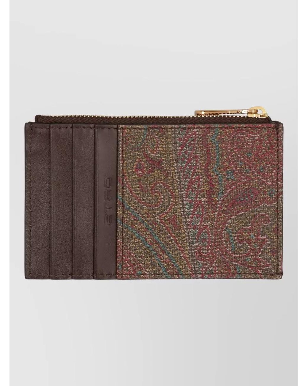 Etro Brown Paisley Jacquard Card Holder