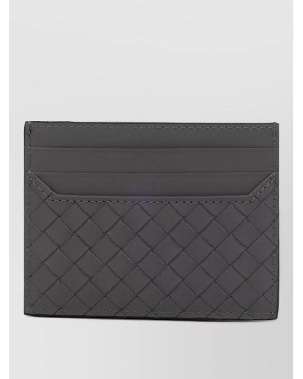 Bottega Veneta Black Leather Intrecciato Card Holder for men