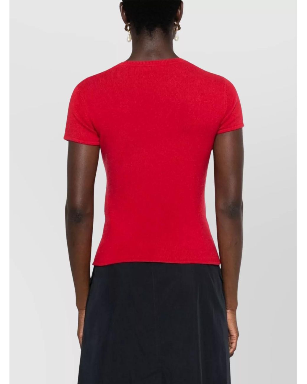 Bally Red Cashmere Crew Neck Short Sleeve T-Shirt