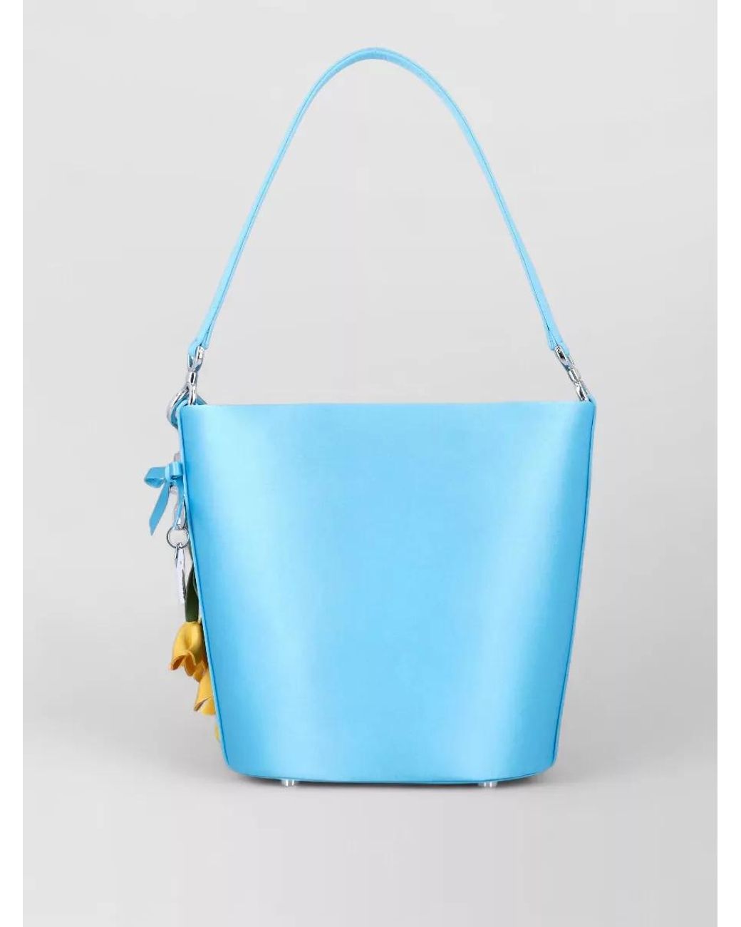 Self-Portrait Blue Satin Bucket Bag