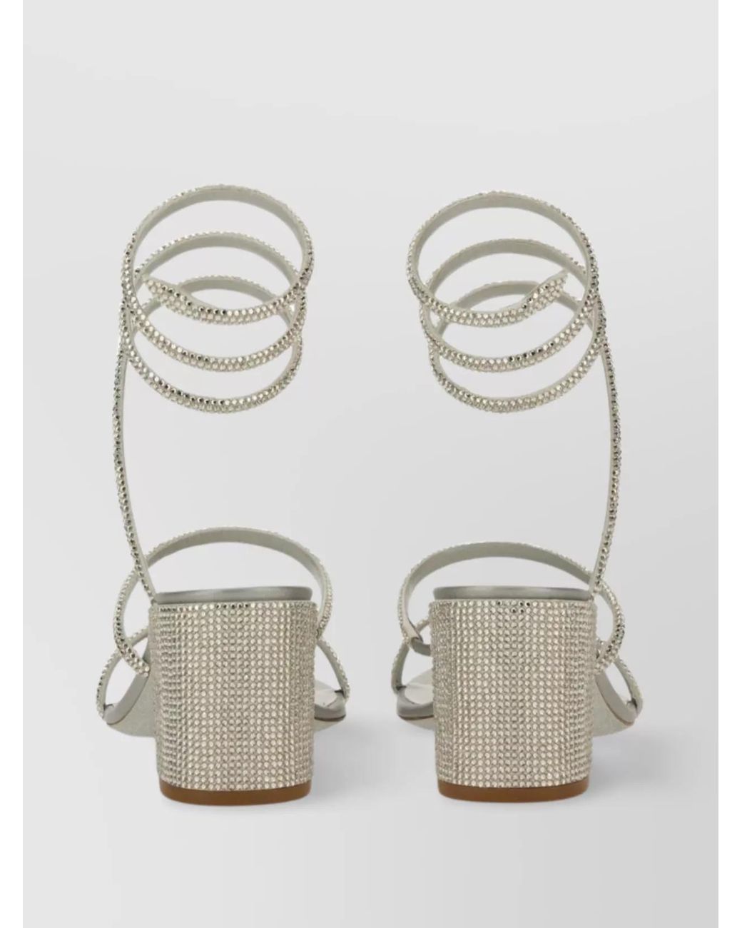 Rene Caovilla White Crystal-Embellished Satin Sandals