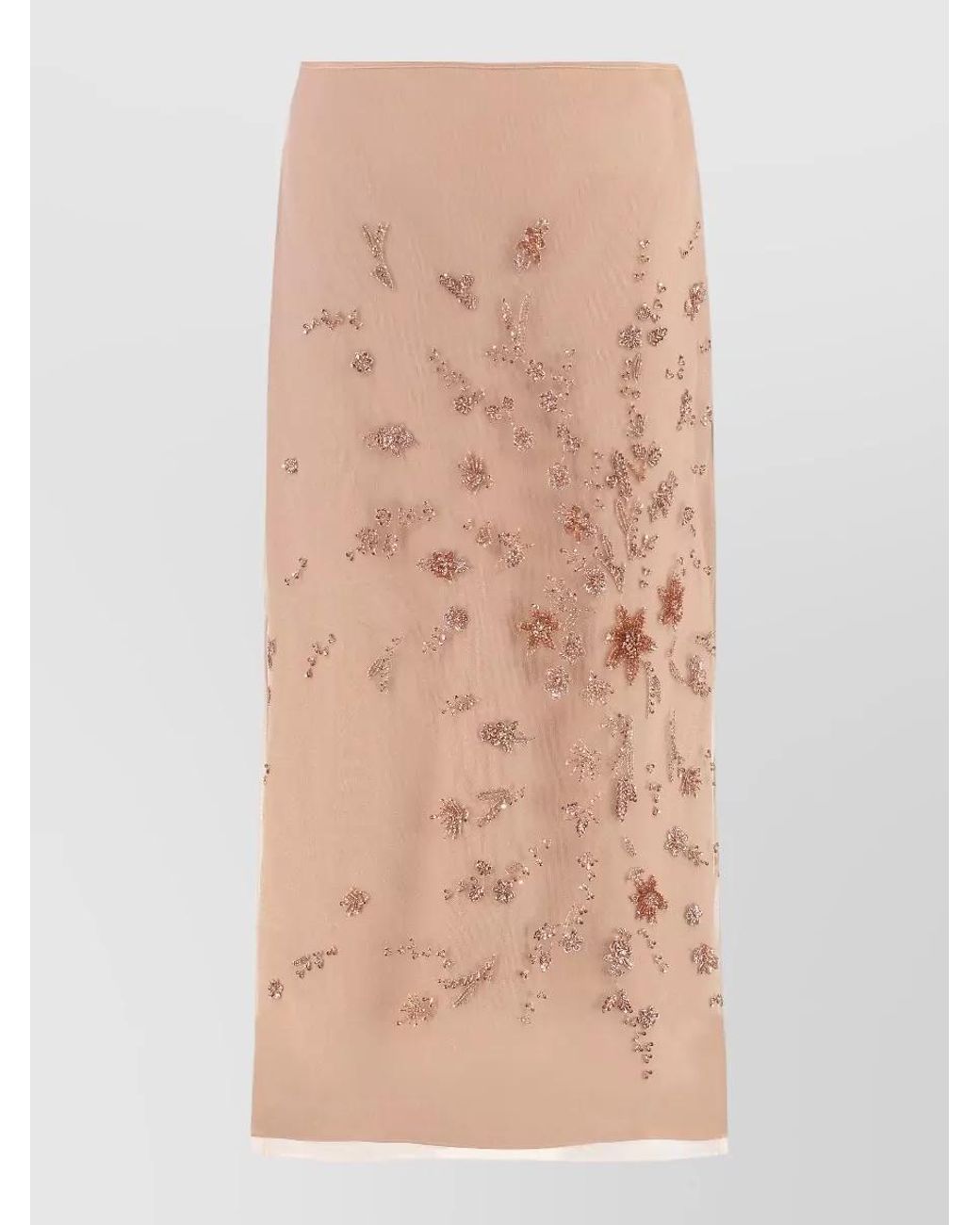 Fendi Natural Silk Embroidered Midi Skirt