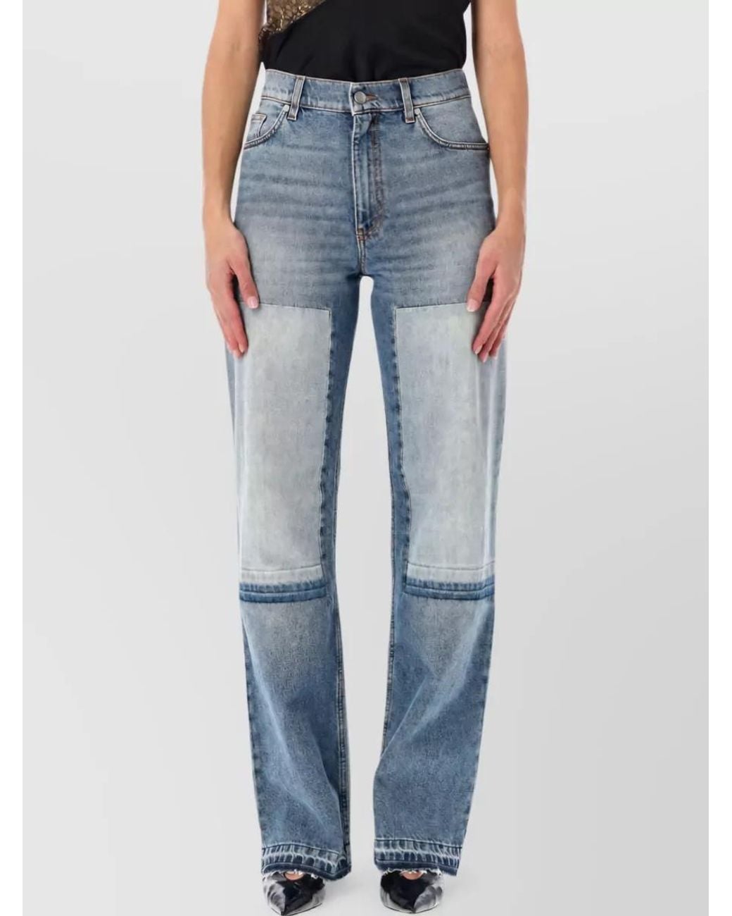 Stella McCartney Blue Patchwork Straight-Leg Denim Jeans