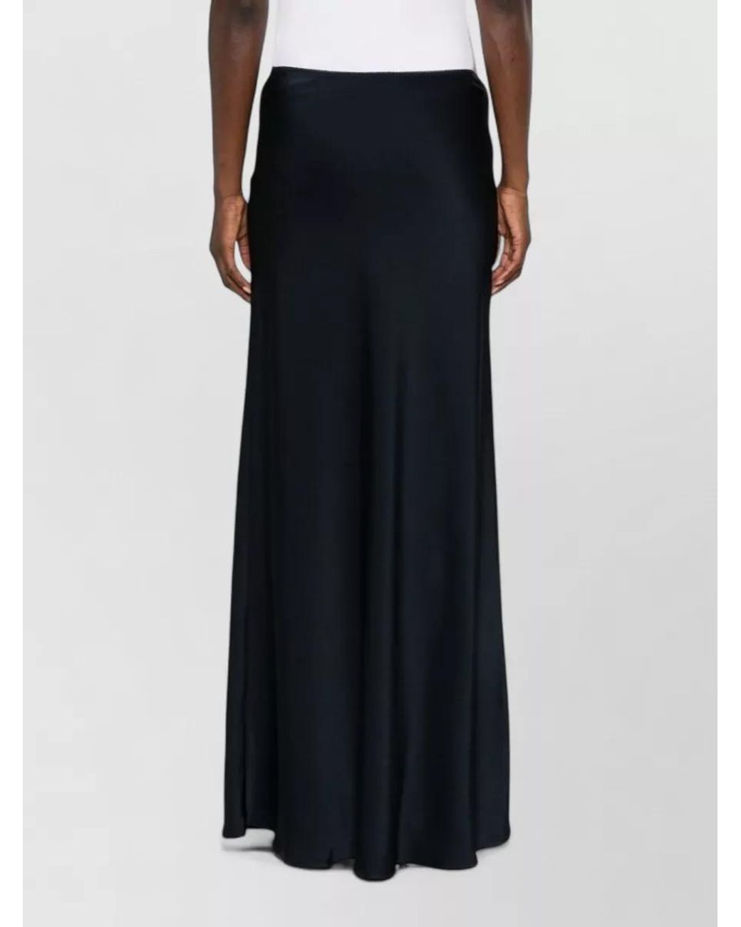 Fabiana Filippi Black High-Waisted Satin Maxi A-Line Skirt