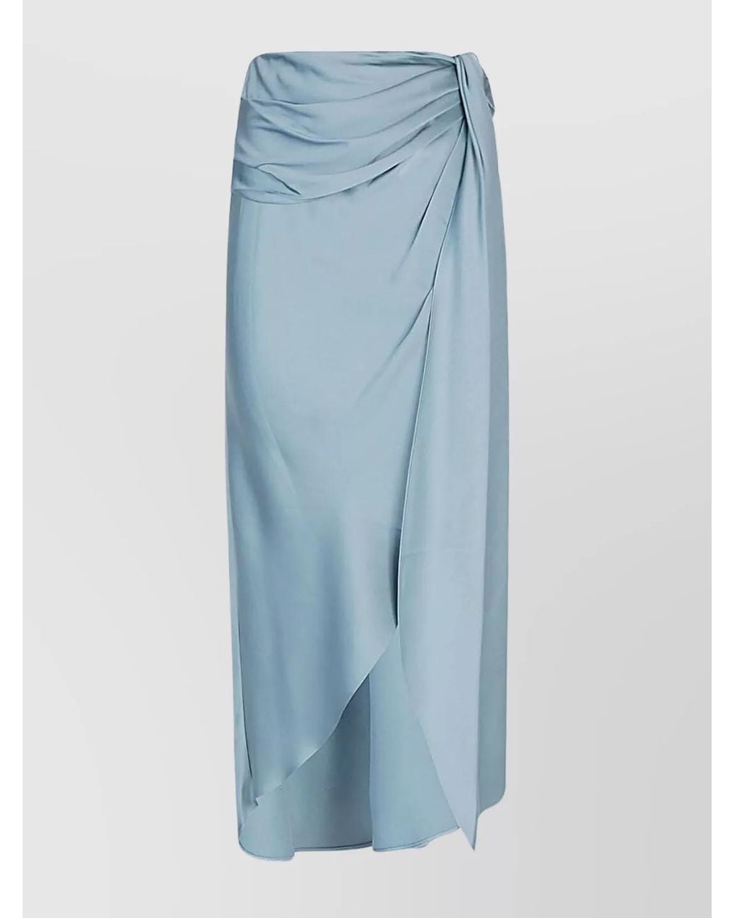 Jonathan Simkhai Blue Draped Satin Midi Skirt With Asymmetrical Hem