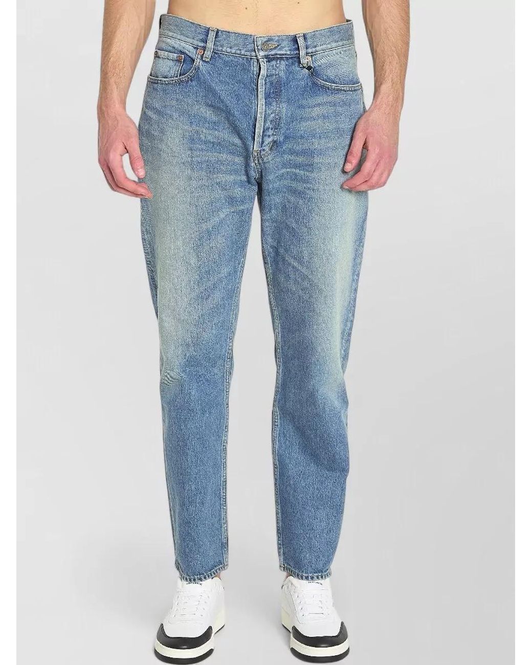 Saint Laurent Blue Denim Mid-Rise Straight-Leg Jeans for men