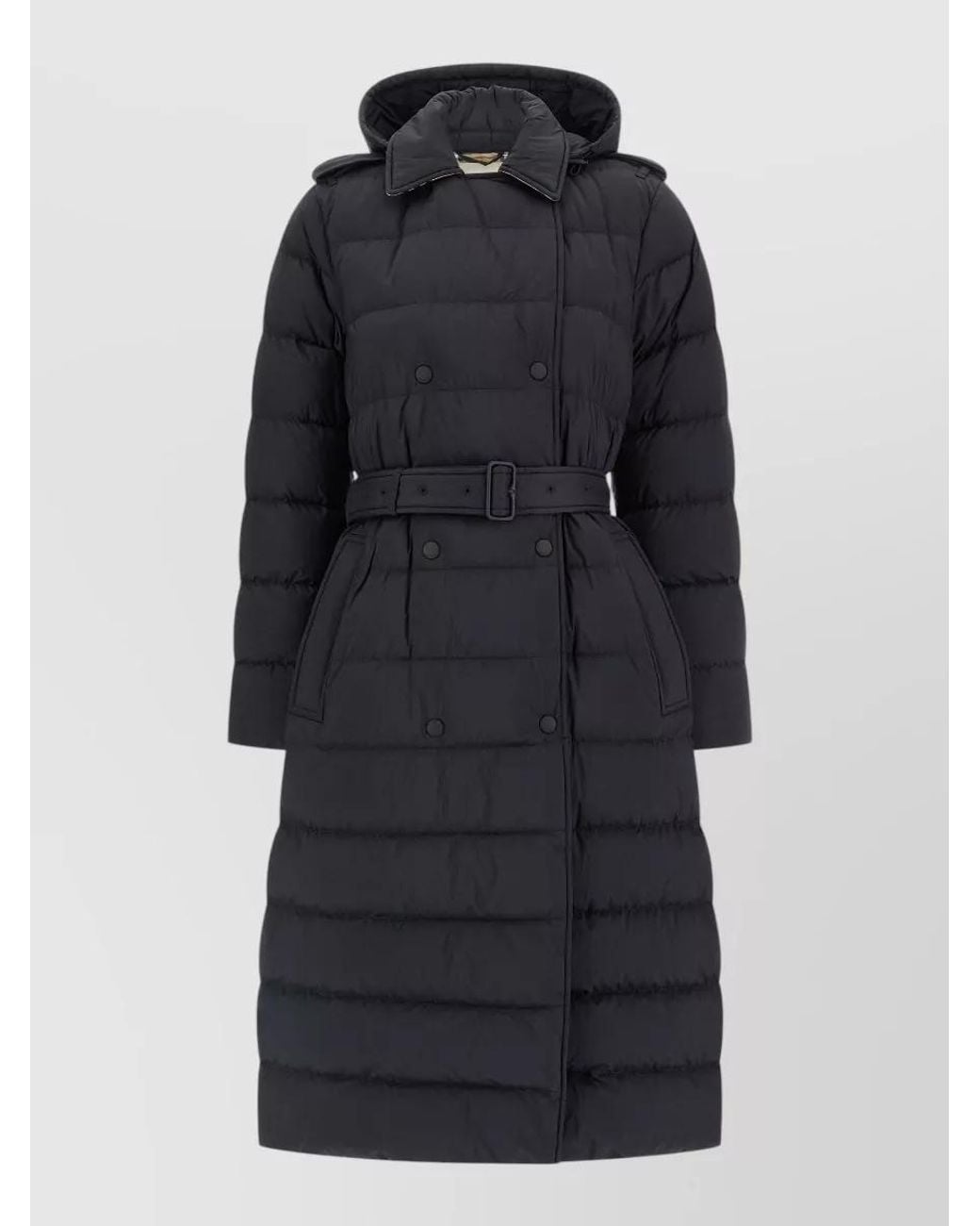 Burberry Blue Quilted Double-Breasted Belted Puffer Jacket