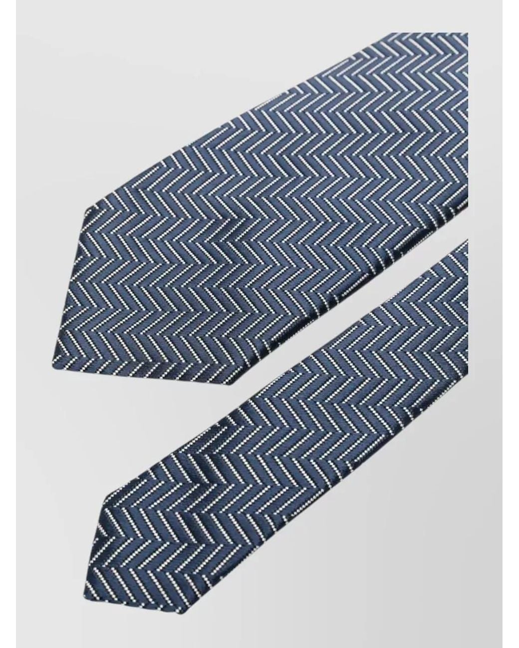 Tom Ford Blue Silk Geometric-Print Tie for men