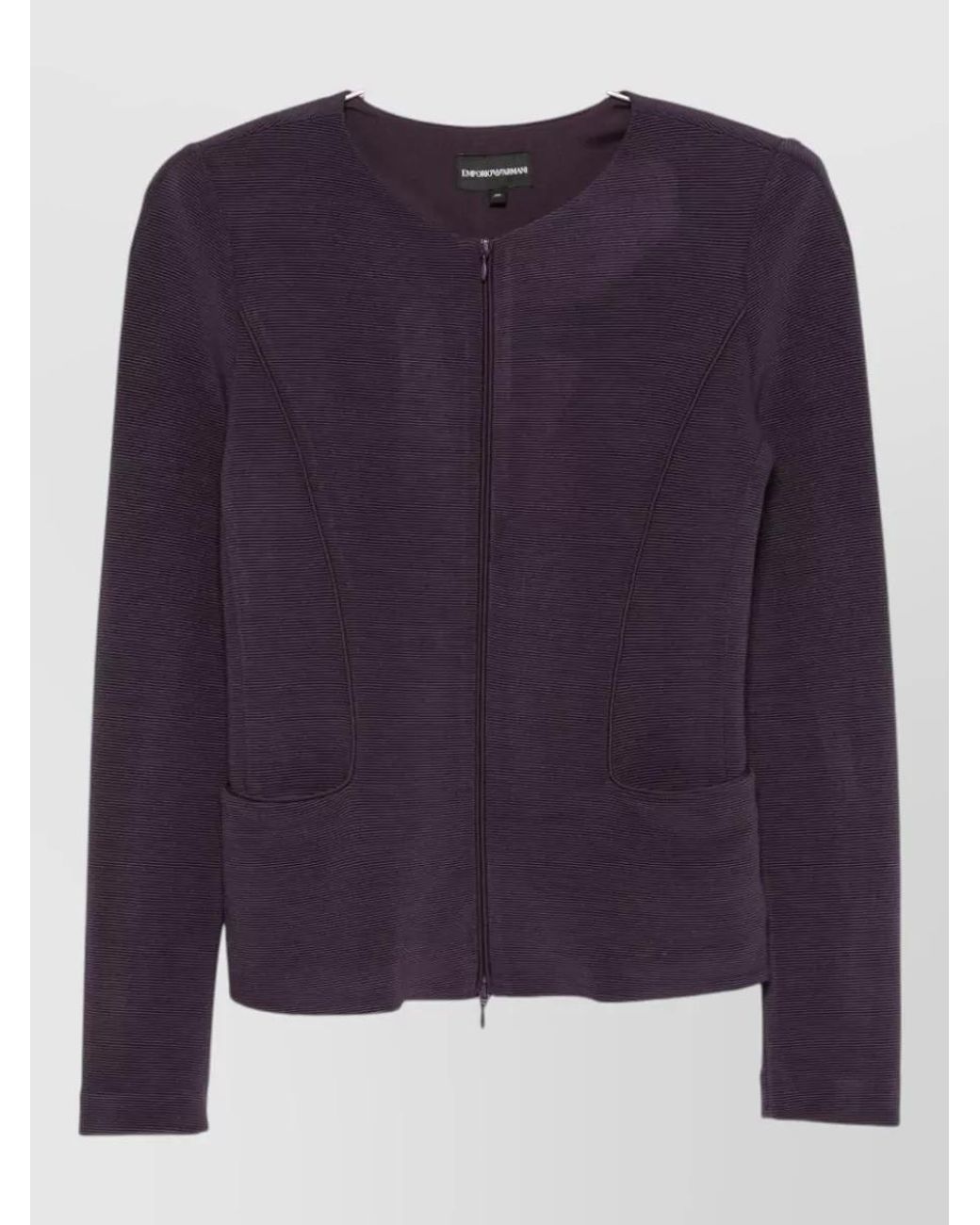 Emporio Armani Blue Ribbed Slim-Fit Zip-Up Jacket