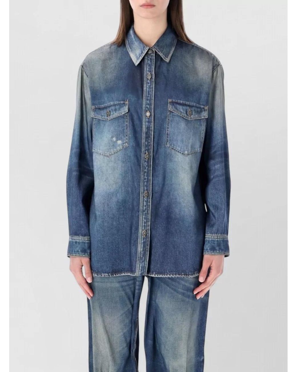 Golden Goose Deluxe Brand Blue Denim Oversized Long-Sleeve Shirt