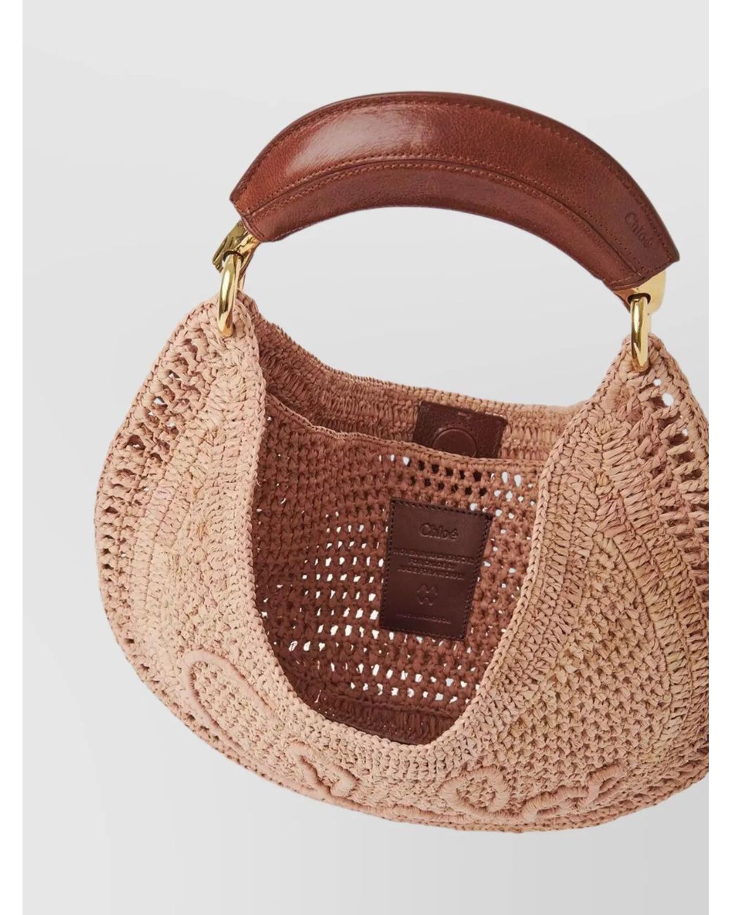 Chloé Pink Summer Banana Raffia Shoulder Bag