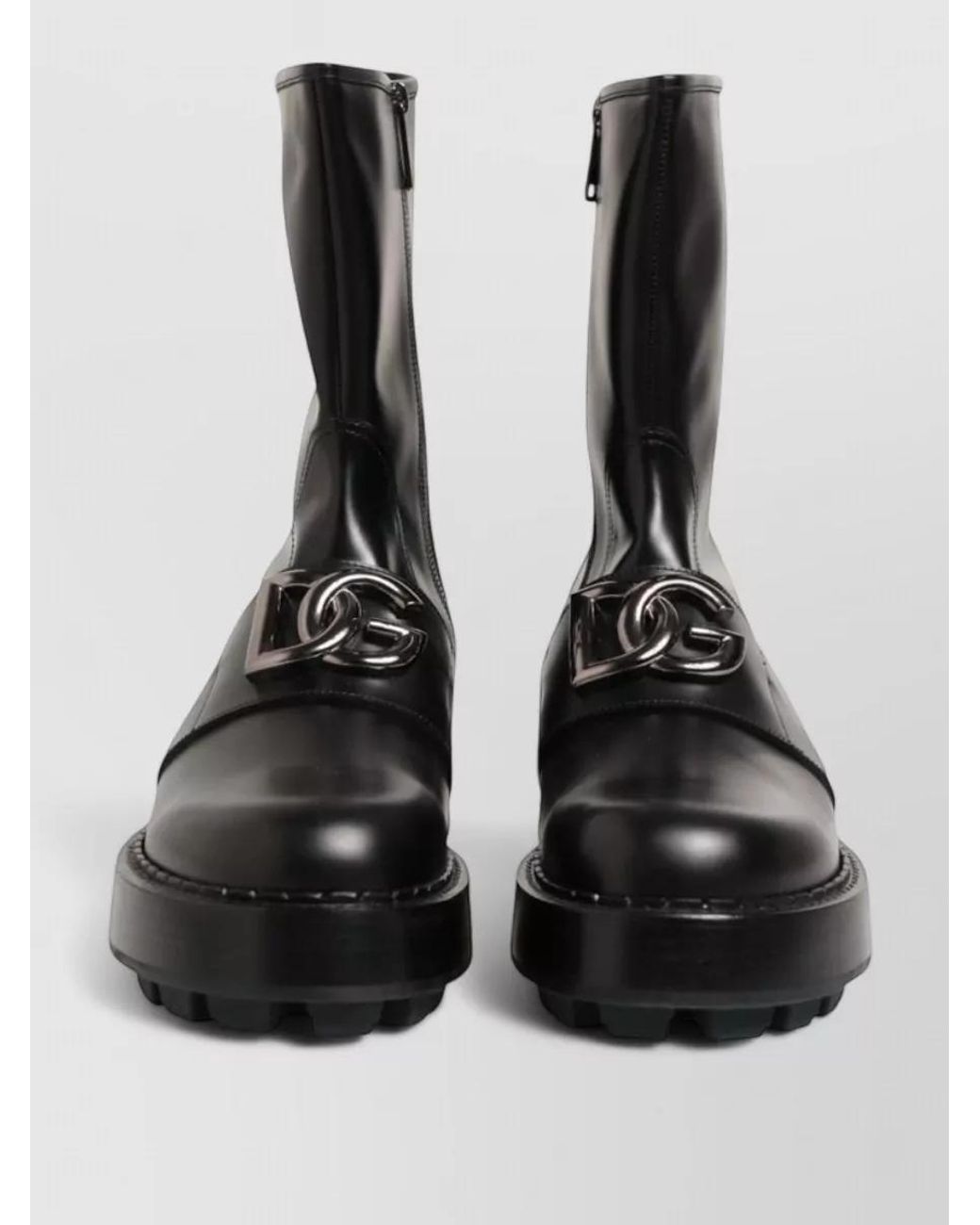 Dolce & Gabbana Black Leather Mid-Calf Biker Boots for men