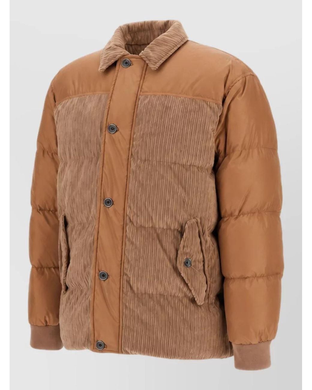 Herno Brown Corduroy Down Puffer Jacket for men
