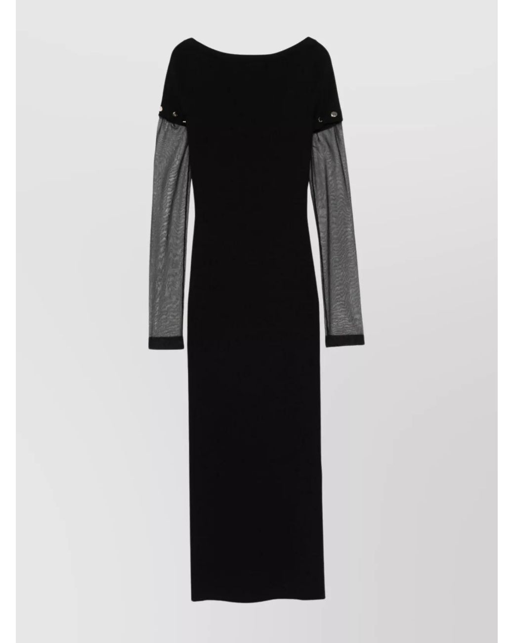 Sportmax Black Knitted Boat Neck Short Sleeve Midi Dress