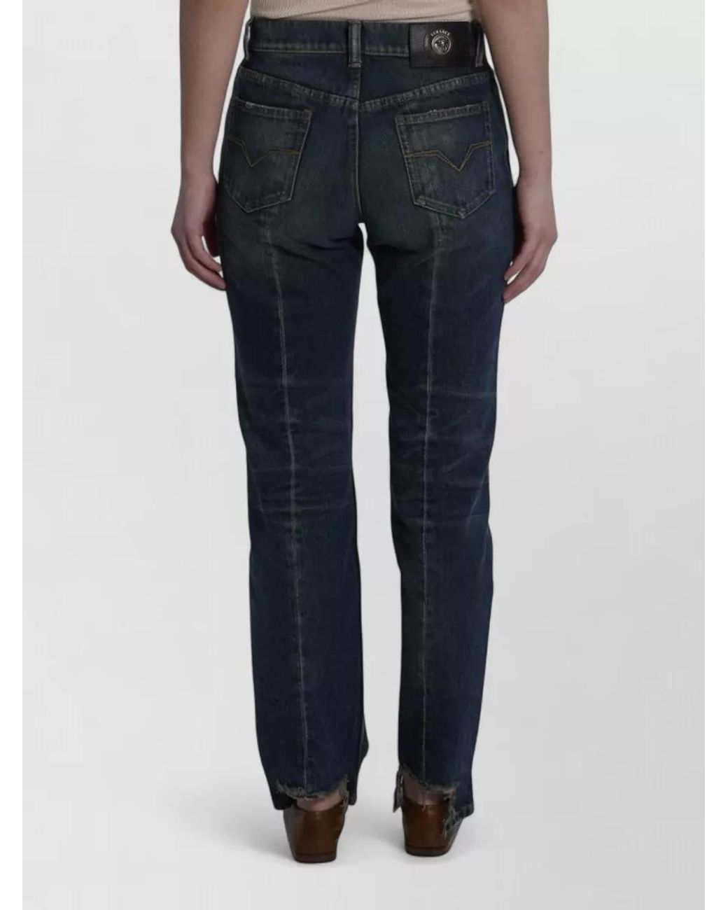 Versace Blue Denim Mid-Rise Straight-Leg Jeans