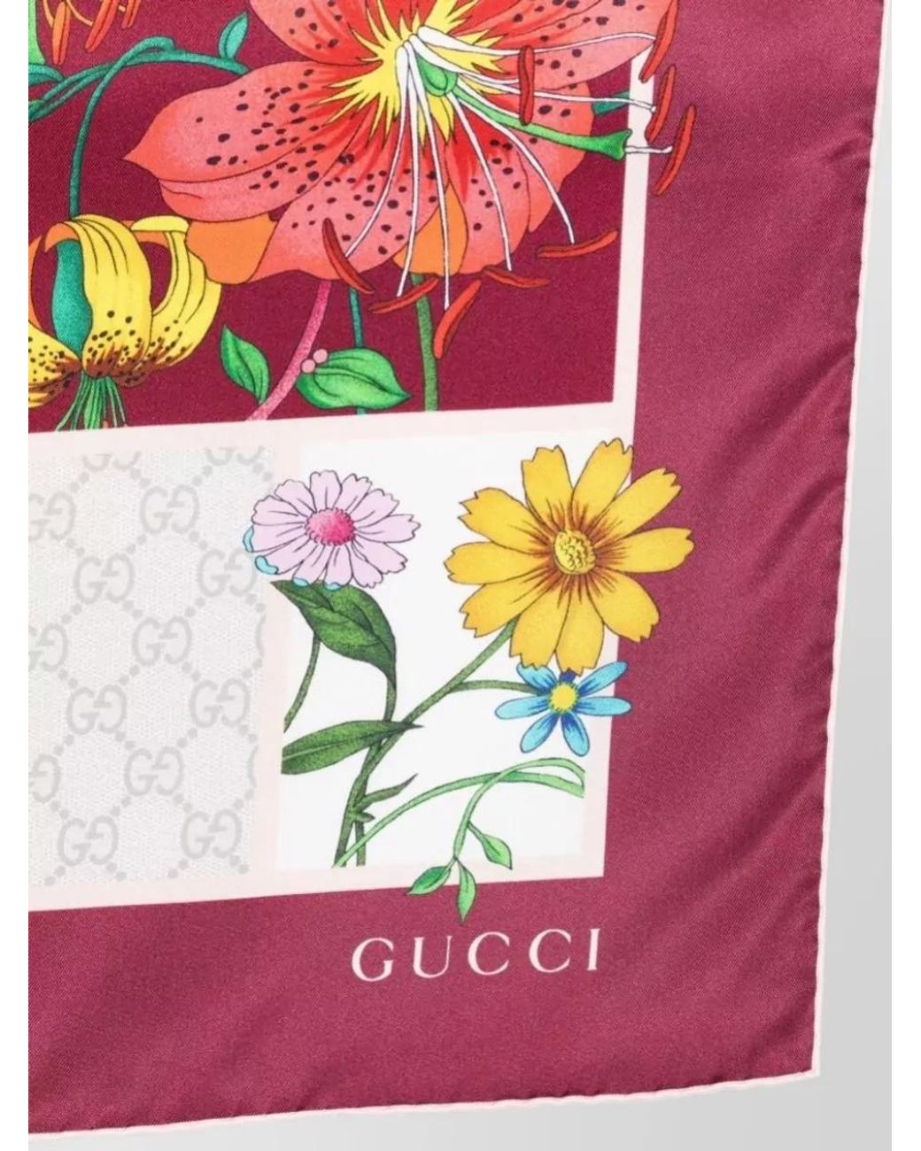 Gucci Pink Silk Floral Print Scarf
