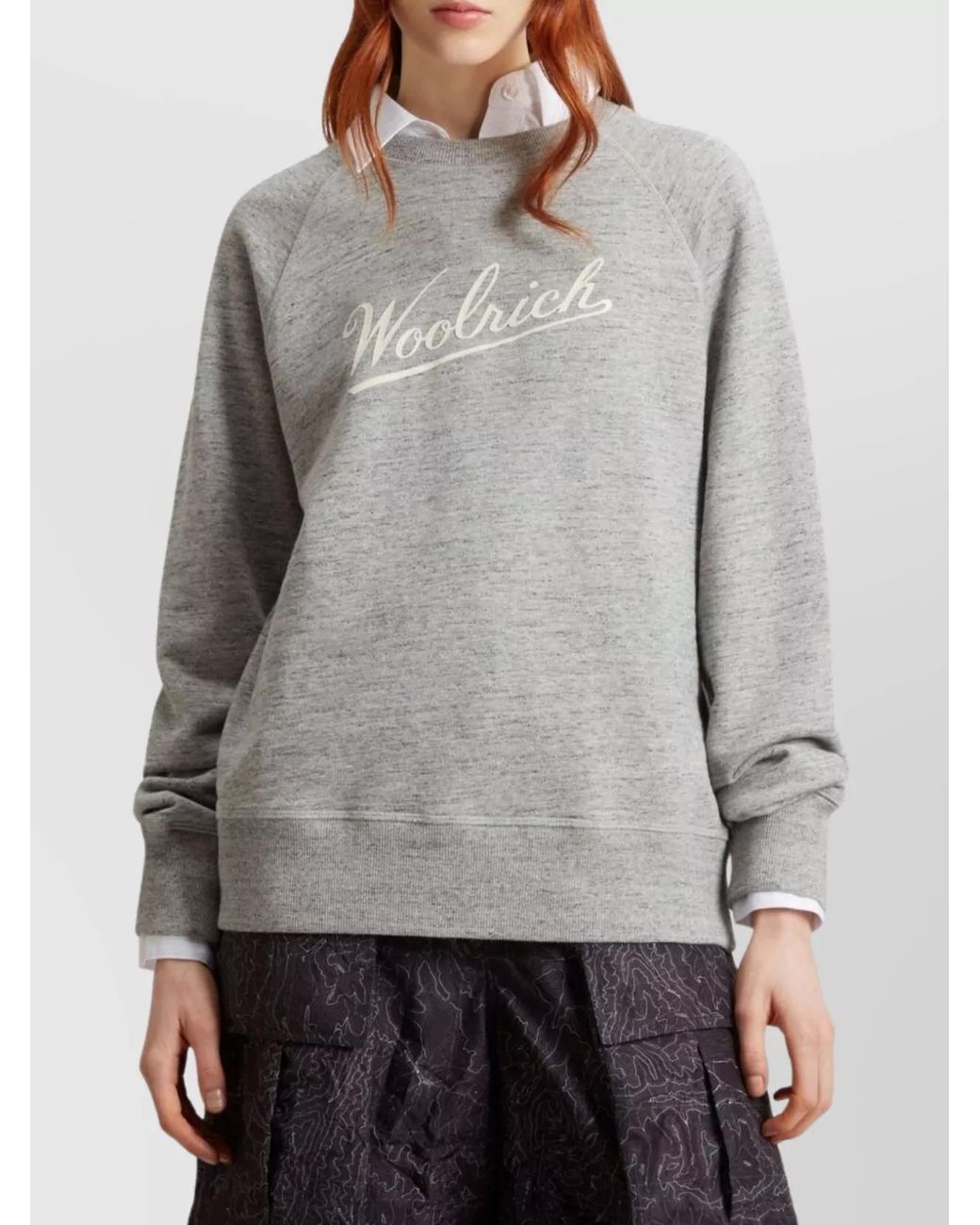 Woolrich Gray Logo-Print Cotton Sweatshirt