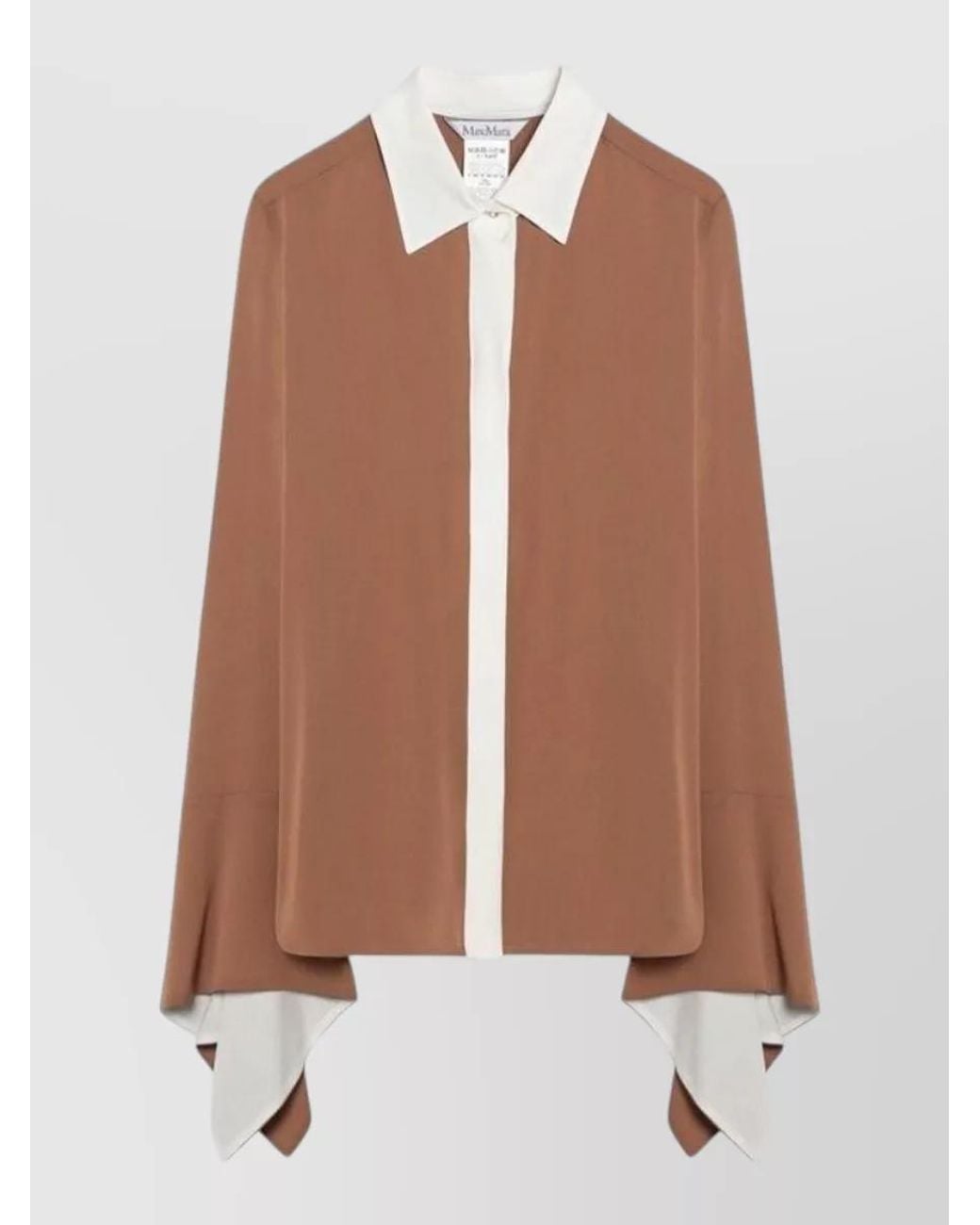 Max Mara Brown Silk Colour-Block Shirt