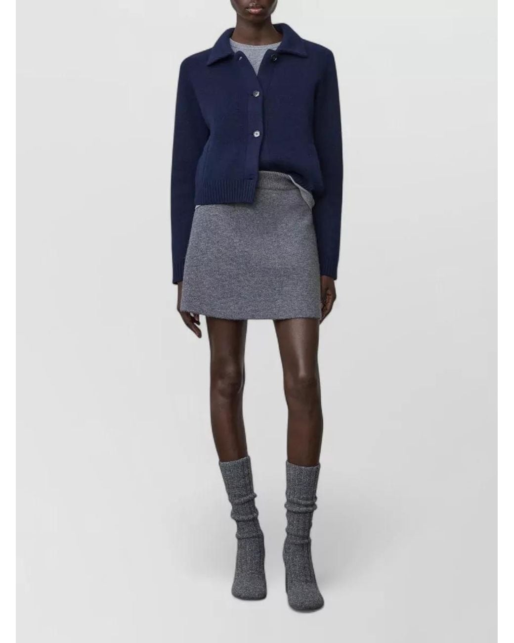 Lisa Yang Gray Cashmere Knitted Mini Skirt