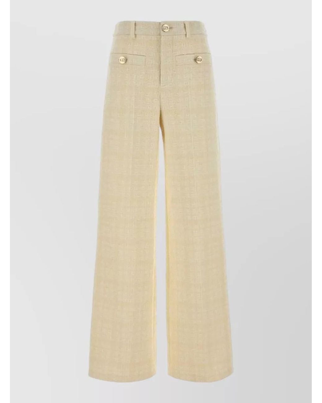 Gucci Natural Checked Wide-Leg Trousers