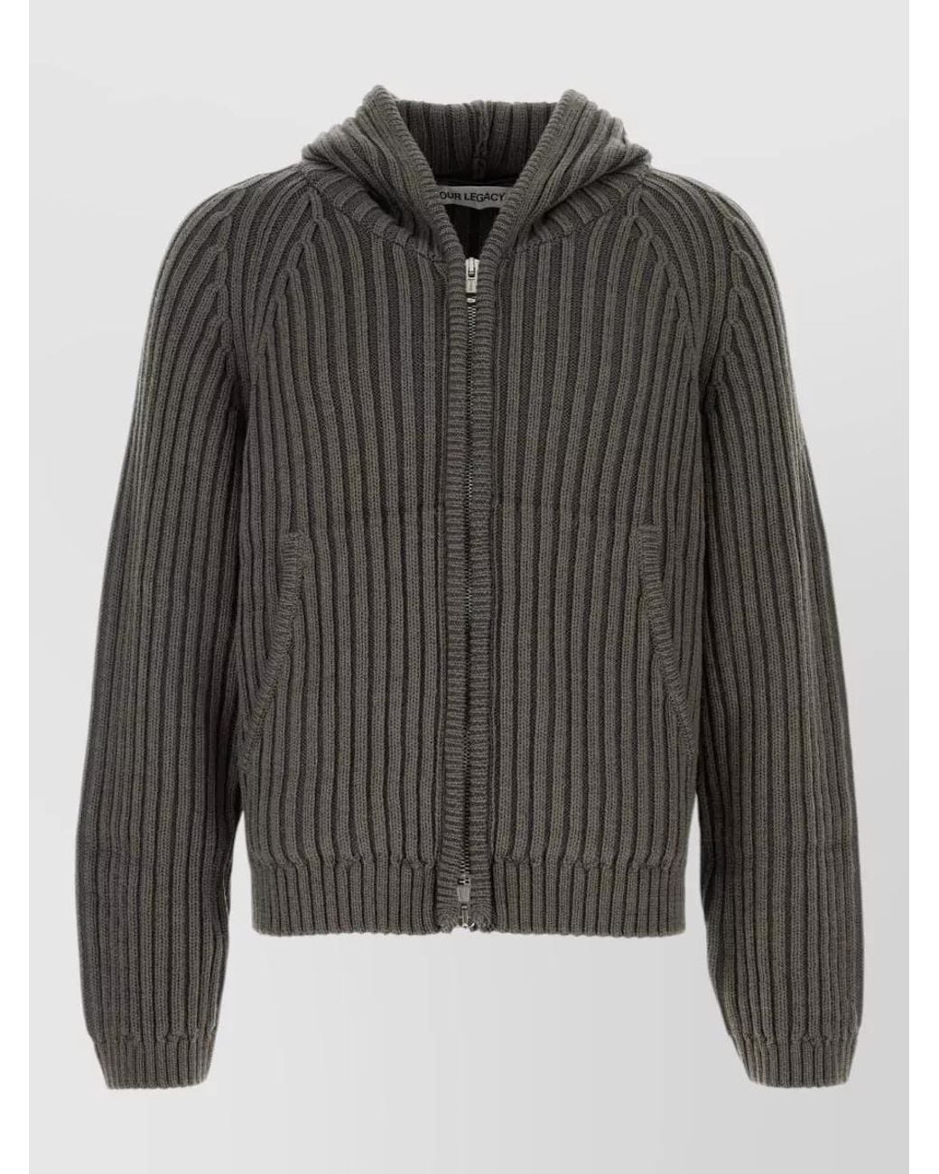 Our Legacy Gray Merino Wool Hooded Jacket for men