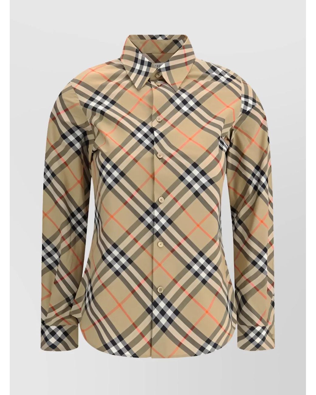 Burberry Gray Cotton Check Long-Sleeve Shirt