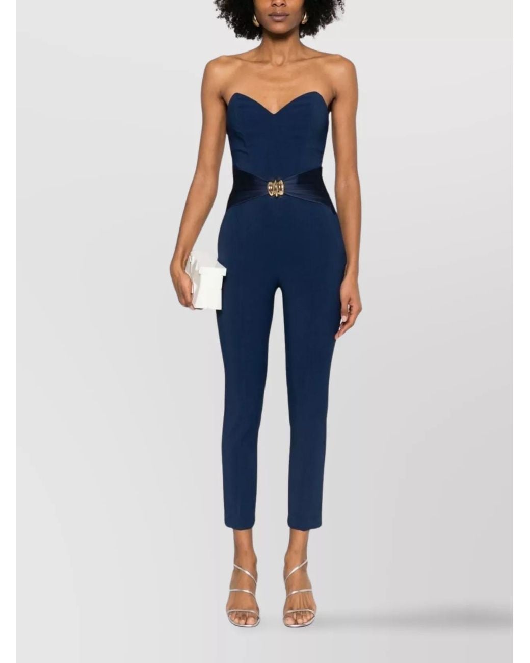 Elisabetta Franchi Blue Strapless Jumpsuit
