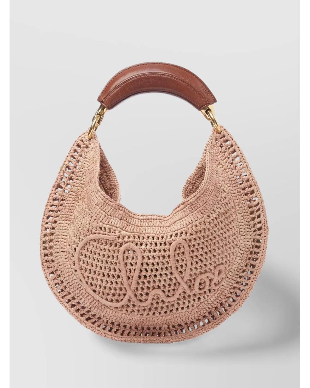 Chloé Pink Summer Banana Raffia Shoulder Bag
