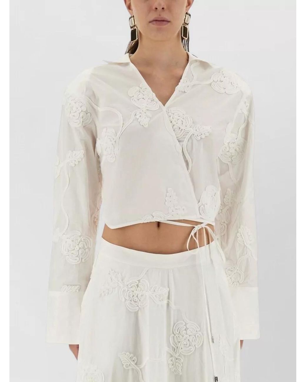ROTATE BIRGER CHRISTENSEN White Organic Cotton Wrap Shirt Top