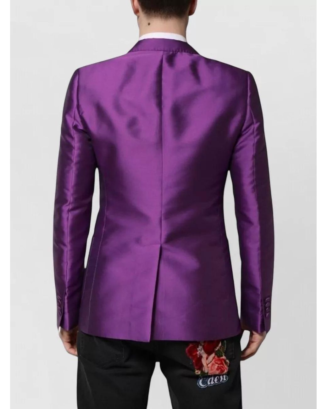 Dolce & Gabbana Purple Silk Double-Breasted Blazer for men
