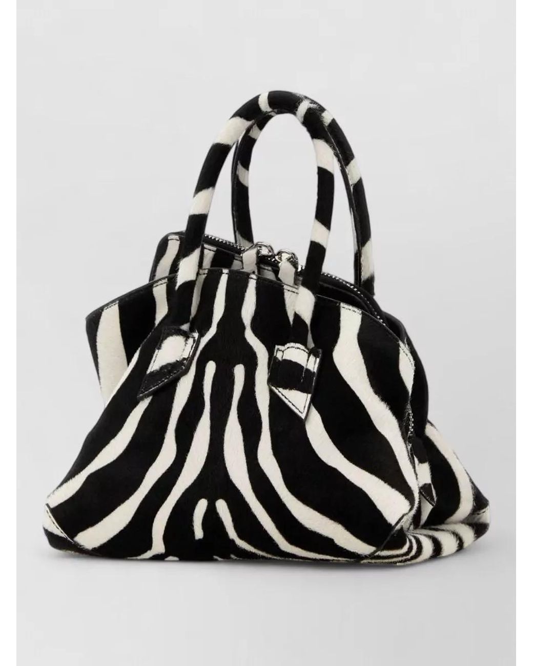 The Attico Black Printed Calf Hair Mini La Passeggiata Handbag