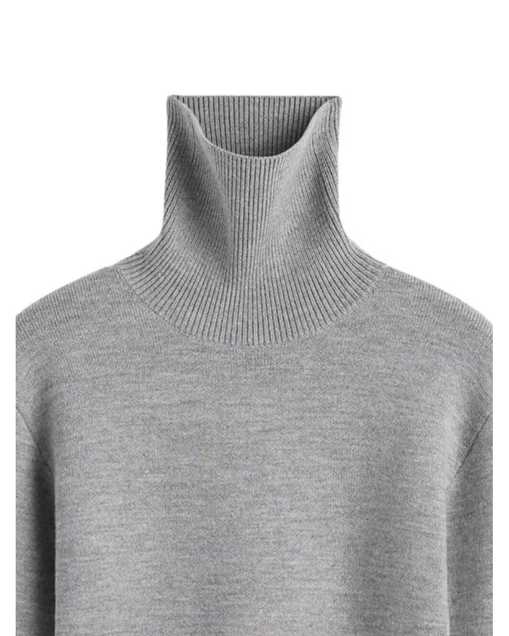Totême Gray Wool Highneck Double Knit Sweatshirt