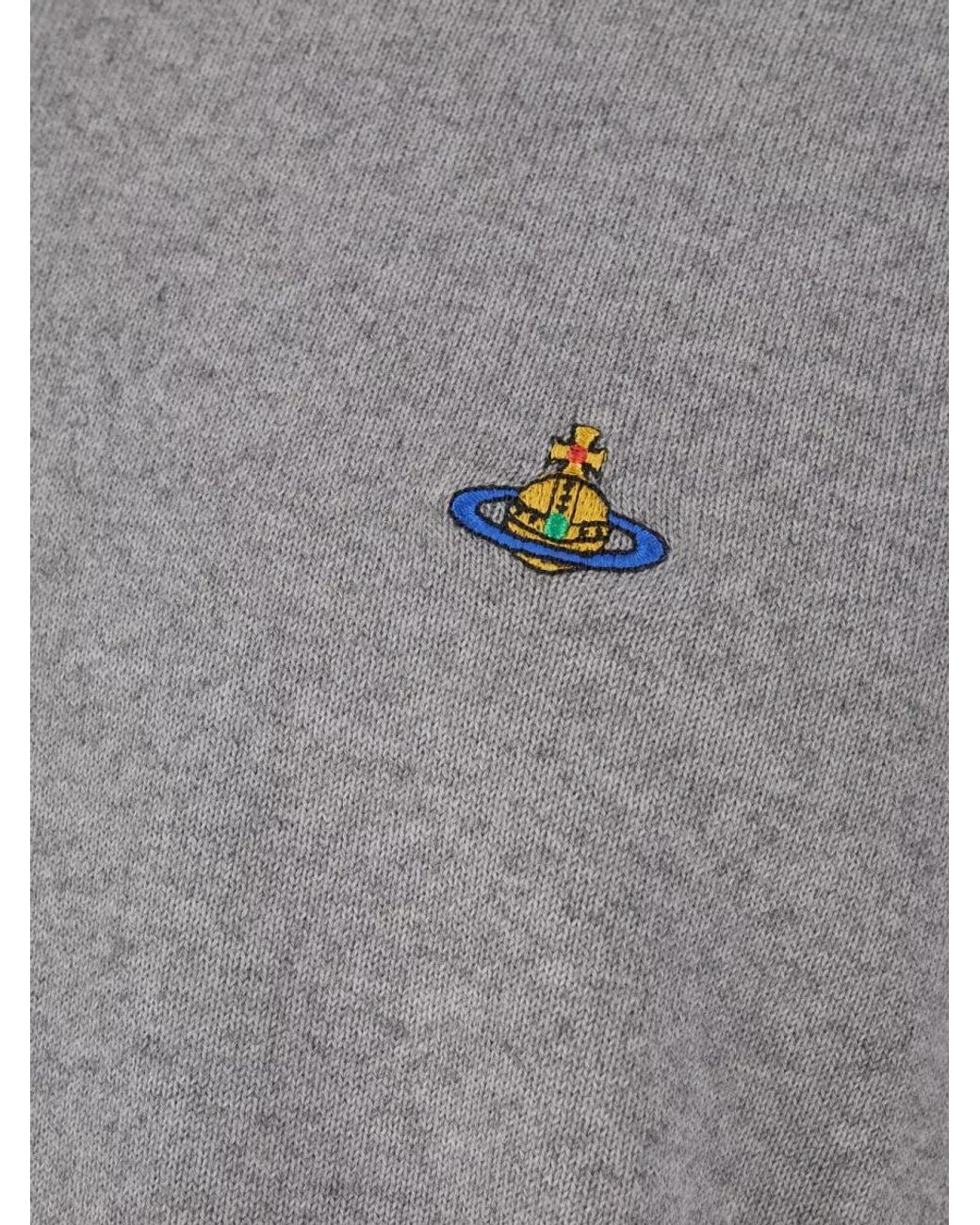Vivienne Westwood Gray Cashmere-Blend Ribbed Crew-Neck Sweater for men